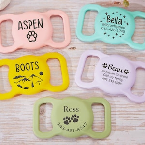 Pet Apple Air Tag Holder for Dog Collar Personalized Engraved Airtag Case Silicone Pet Collar Holder AirTag Dog Collar Cover Dog Tag Collar