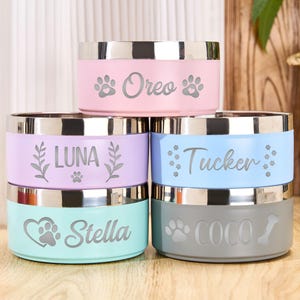 Personalized Engraved Dog Bowl,Stainless Steel Pet Food & Water Bowl, Insulated Bowls, Custom Name Pet Bowl,Cat Bowl,Dog Gifts,Pet Gifts