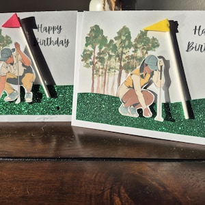 Handmade Golfer Birthday Card: 3D Golf Green Design