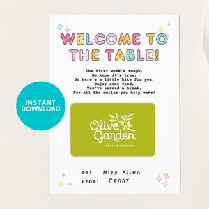 First Day of School Gift for Teacher, Back to School Teacher Gift Card Holder Printable, Restaurant Gift Card Holder, Editable Template