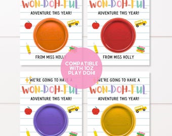 Back to School Play-Doh Tags Printable, First Day of School Favor, Welcome Student Gift, Teacher Classroom Favor, Mini Playdough Lid Sticker