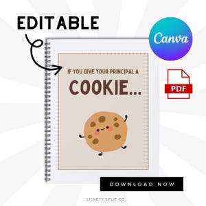 If You Give Your Principal a Cookie Printable, Principal Gift Book, Teacher Appreciation Gift, Principal Gift for Principal, Canva Template