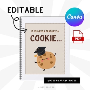 Si vous offrez un biscuit à un diplômé, Imprimable, livre-cadeau de remise des diplômes, livret de cartes-cadeau pour diplômé, cadeau de dernière minute pour un diplômé, porte-carte-cadeau, toile