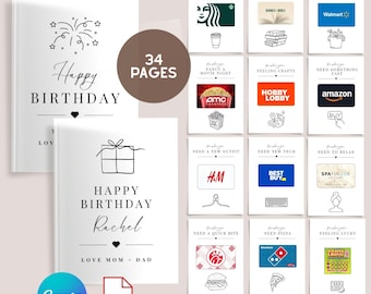 Birthday Gift Card Holder Instant Download, Birthday Printable Gift Card Book Printable Gift Book for Birthday Gift Card Wallet Printable