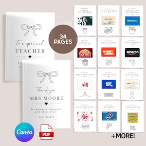 Druckbares Geschenkkartenbuch für Lehrer, Geschenk für Lehrer, Geschenkkartenhalter, Lehrergeschenk druckbar, Lehrergeschenkidee, Dankeschön