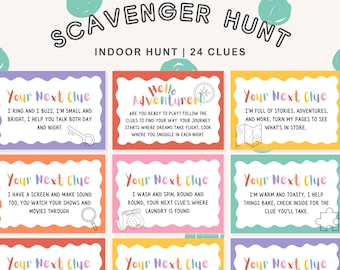 Kids Indoor Scavenger Hunt: DIY Treasure Hunt Clues (Printable PDF)