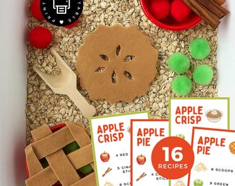 Apple Pie and Apple Crisp Sensory Bin Recipe Cards: Fall Counting Activity (PDF)