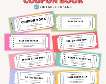 Printable Coupon Book Template | Editable Gift, Rewards (PDF)