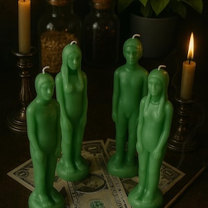 Male and Female Green Figure Candle
