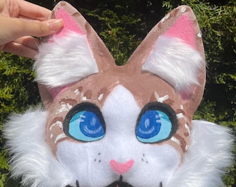 Handgemaakt gestreept bruin tabby Therian kattenmasker – kant-en-klaar uniek masker