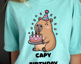 Capybara Geburtstag Shirt Kinder Niedlich Capybara T-Shirt Geburtstagskind Shirt Geburtstag Jungen Outfit Tier Party T-Shirt Kinder Geschenk