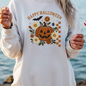 Halloween Collage Sweatshirt, Retro Vintage Oversized Aesthetic, Trendy Women&#39;s Shirt, Unisex Crewneck, Fall Fashion Apparel