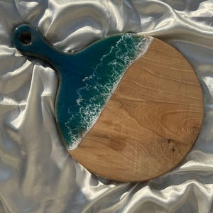 Ocean Resin Art Cutting Board: Walnut Charcuterie Board with Whale Tail