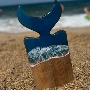Walnut Whale Tail Cutting Board: Ocean Resin Epoxy Charcuterie Tray