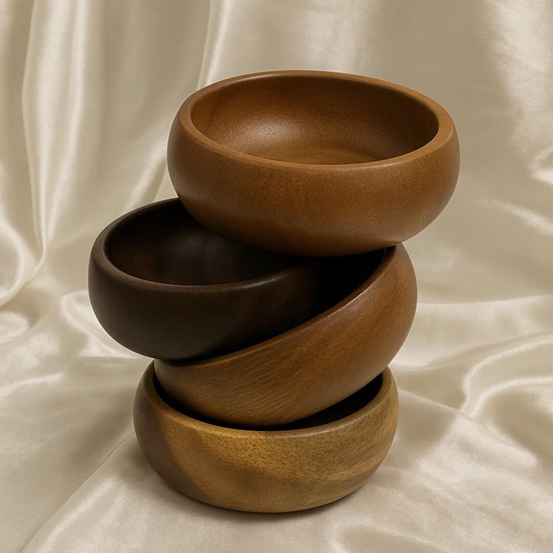 Rustic Bowl Set Handmade Acacia Wood Bowl Set: Rustic Kitchen Serving Bowls - Etsy