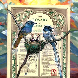 Nesting Paradise Flycatcher Couple with Hatchlings Museum Quality Print image 1