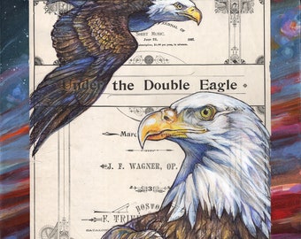 Eagle Eyes - Double Eagle Illustration on 19th Century Songbook Cover - Archival Giclée Print