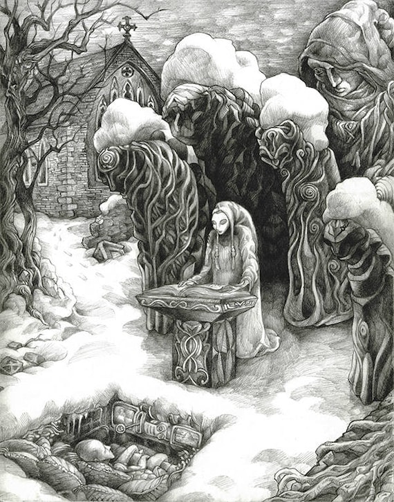 Obsidian Soliloquy - Fantasy Folklore Gothic - Museum Quality Giclée Print