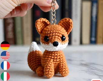 Patrón de llavero de zorro amigurumi de ganchillo – Peluche de animal kawaii para hacer tú mismo (descarga en PDF)