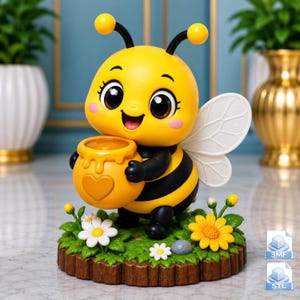 Kawaii Bee STL File, Cute Honey Bee 3D Model, Bumblebee Figurine, STL & 3MF Download, Resin Print Collectible