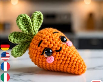 Schema all'uncinetto per carota Amigurumi in formato PDF / Piccolo e grazioso peluche / Adatto ai principianti / Idea regalo