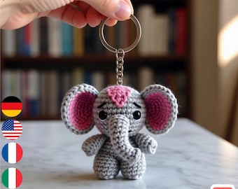 Elephant Amigurumi Keychain Crochet Pattern (PDF Download)