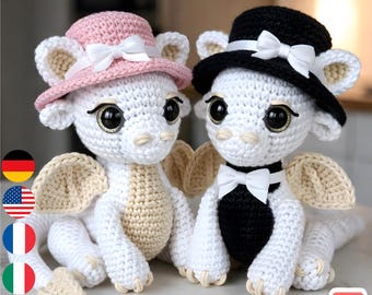 Schema per realizzare una coppia di draghi all'uncinetto / Peluche amigurumi (schema in PDF)