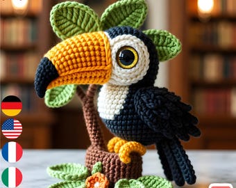 Schema per realizzare un tucano amigurumi all'uncinetto / Peluche adatto ai principianti (schema in PDF)