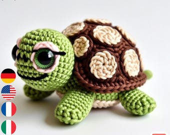 Amigurumi Turtle Crochet Pattern | 14cm Kawaii Toy (PDF Pattern)