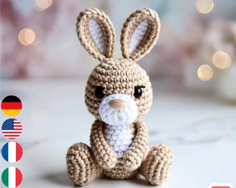 Schema per realizzare un coniglietto amigurumi all'uncinetto / Peluche adatto ai principianti (Schema in PDF)