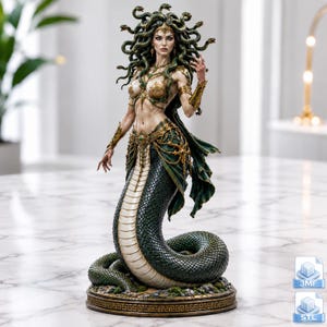 Realistisk Medusa STL & 3MF-fil, grekisk mytologifigur för 3D-utskrift, utskrivbar resinmodell, digital nedladdning