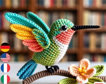 Schema all'uncinetto per colibrì amigurumi in formato PDF / Grazioso piccolo peluche / Adatto ai principianti / Idea regalo