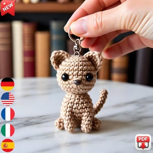 Crochet Cat Amigurumi Keychain Pattern, Kawaii Kitten, Beginner Friendly (PDF Download)