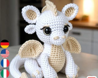 Schema per realizzare un drago amigurumi all'uncinetto / Peluche da 17 cm (schema in PDF)