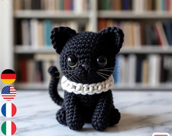 Mini Black Cat Amigurumi Crochet Pattern | 15cm Plush Toy (PDF Pattern)