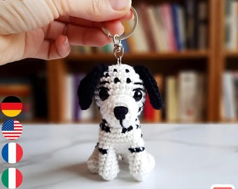Patrón de ganchillo para llavero de dálmata amigurumi – Lindo perrito kawaii mini peluche