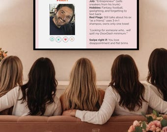 Jogo de PowerPoint do Tinder, Troca de Gênero Divertida com Deslize para a Direita, Noite das Amigas, Download Instantâneo, Modelo para PowerPoint e Canva