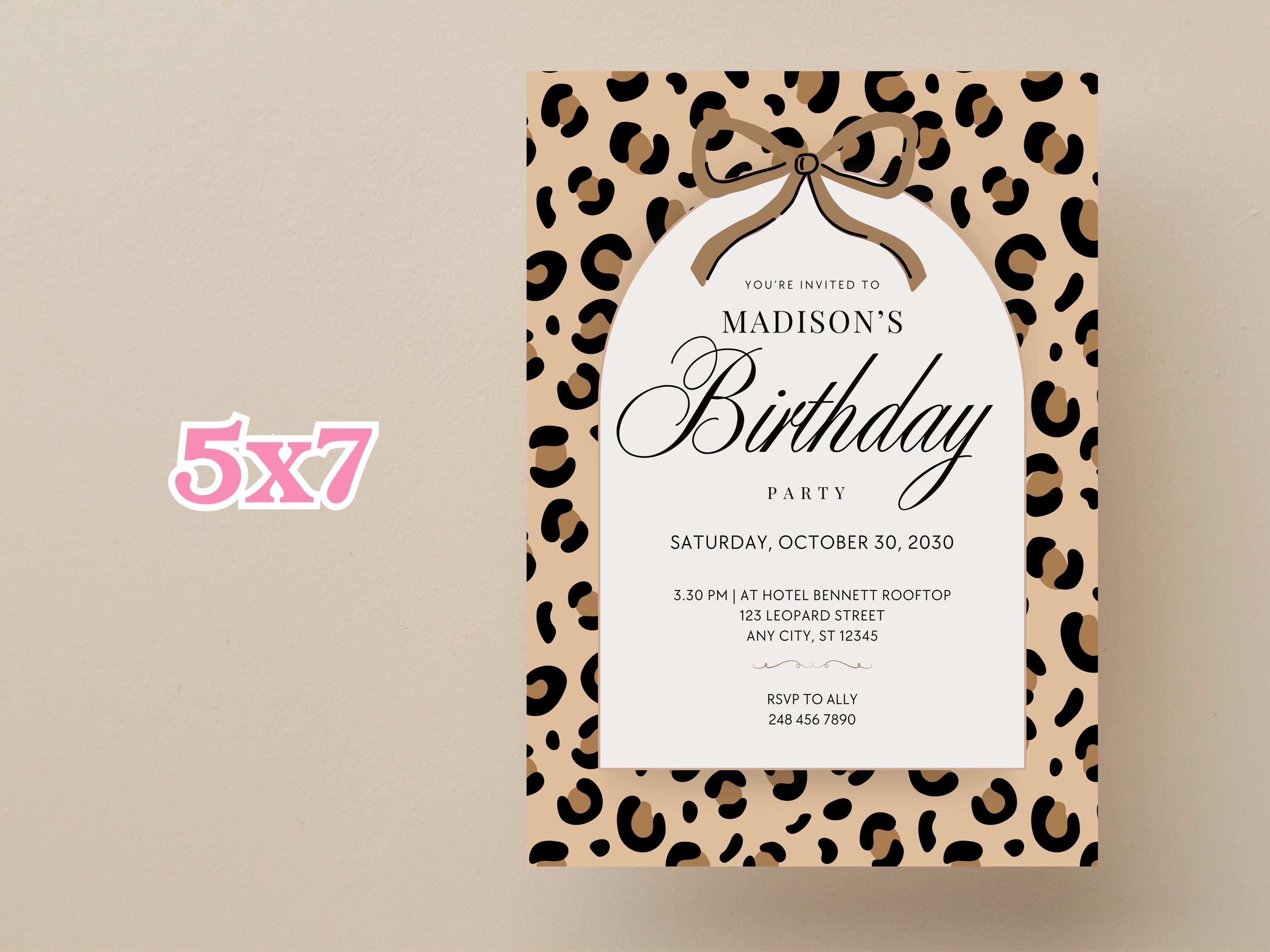 Leopard Print Birthday Invitation Template, Editable Canva Party Invite ...
