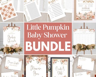 Little Pumpkin Baby Shower Bundle: Herbstliche Party Deko (Canva Templates, Instant Download Kit)