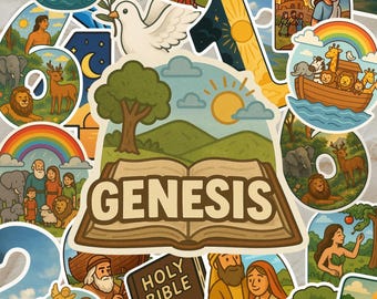 Bibelaufkleber zum Studium - 30 christliche Kunst, inspiriert vom Buch Genesis für Glaubensjournaling und Bibelstudien