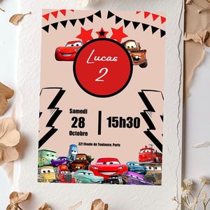 Carte d’invitation d’anniversaire Cars