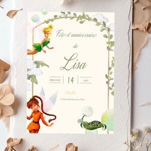 Carte d’invitation d’anniversaire la fée clochette
