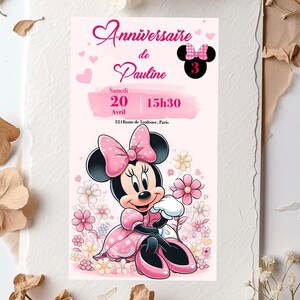 Carte d’invitation d’anniversaire Minnie