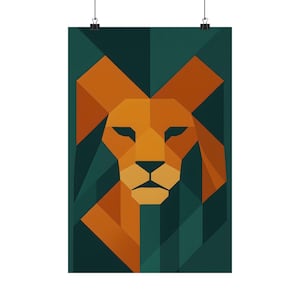 Geometric Lion Poster Art, Modern Wall Decor, Animal Lover Gift, Safari Theme Artwork, Minimalist Design for Home