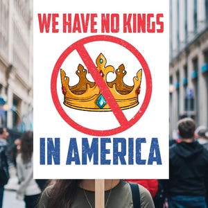 We Have No Kings In America Protest Sign, Anti-Trump Resistance, Political Activist Poster, Rally Sign, Resist Fascism Protest Poster, FDT