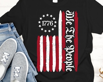 Camiseta "Nós, o Povo", camiseta patriótica feminina e masculina, camisa vintage com a bandeira dos EUA, camiseta com a bandeira de 1776, camiseta com a história, camiseta com a Constituição, camiseta com a liberdade