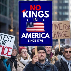 No Kings In America Protest Sign, Anti-Trump Resistance, Political Activist Poster, Rally Sign, Resist Fascism Protest Poster, Hands Off