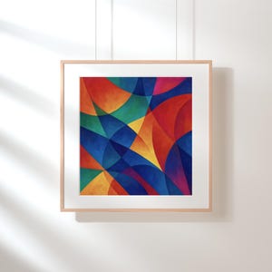 Office Wall Art Abstract Colorful Poster Geometric Modern Art Square Printable Office Wall Decor, Digital Download for Home Office