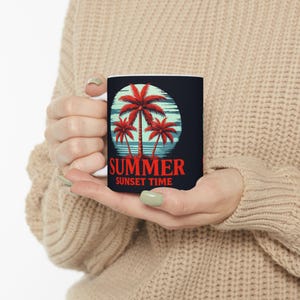 Summer Vibes Ceramic Mug - Perfect for Coffee, Tea, Gifts, Beach Lovers, Tropical Decor