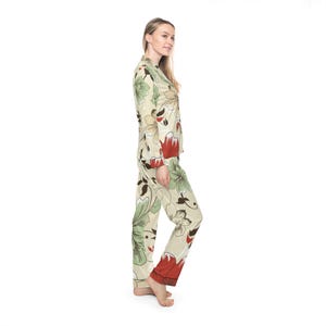 Elegant Floral Satin Pajamas, Luxurious Sleepwear for Women, Relaxation Set, Gift for Her, Bedtime Fashion
